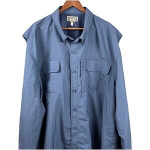 Duluth Trading Action Shirt Men’s 3XL Blue Button Down Long Sleeve Fishing